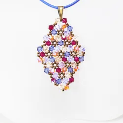 Pendant 30cm - Terence Rhombus M-Lavender Leather - Pendant 30cm - Laiton bronze